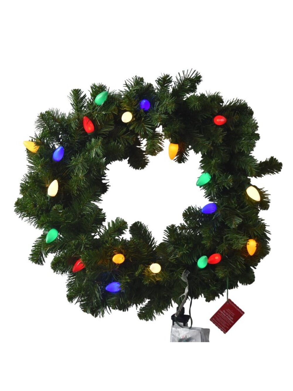 Ashland Christmas Pre-Lit 24-Inch Wreath With Multicolor LED Lights
